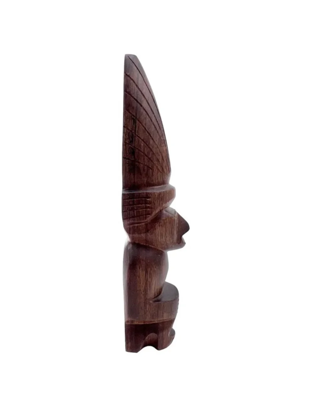 Wooden Figurine 8 Inches Tall Rich Brown Finish Unique Cultural Decor Piece
